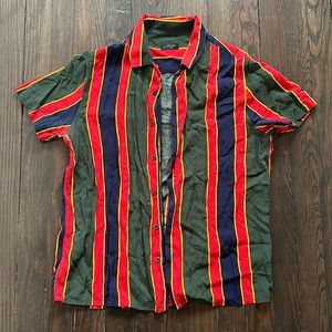 Mens ASOS Striped Collar Cuban Bowling Shirt sz M